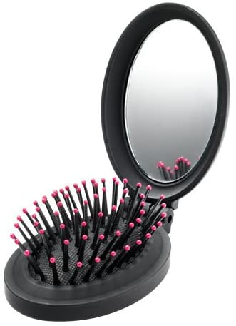 pearl pink hair brush with mirror